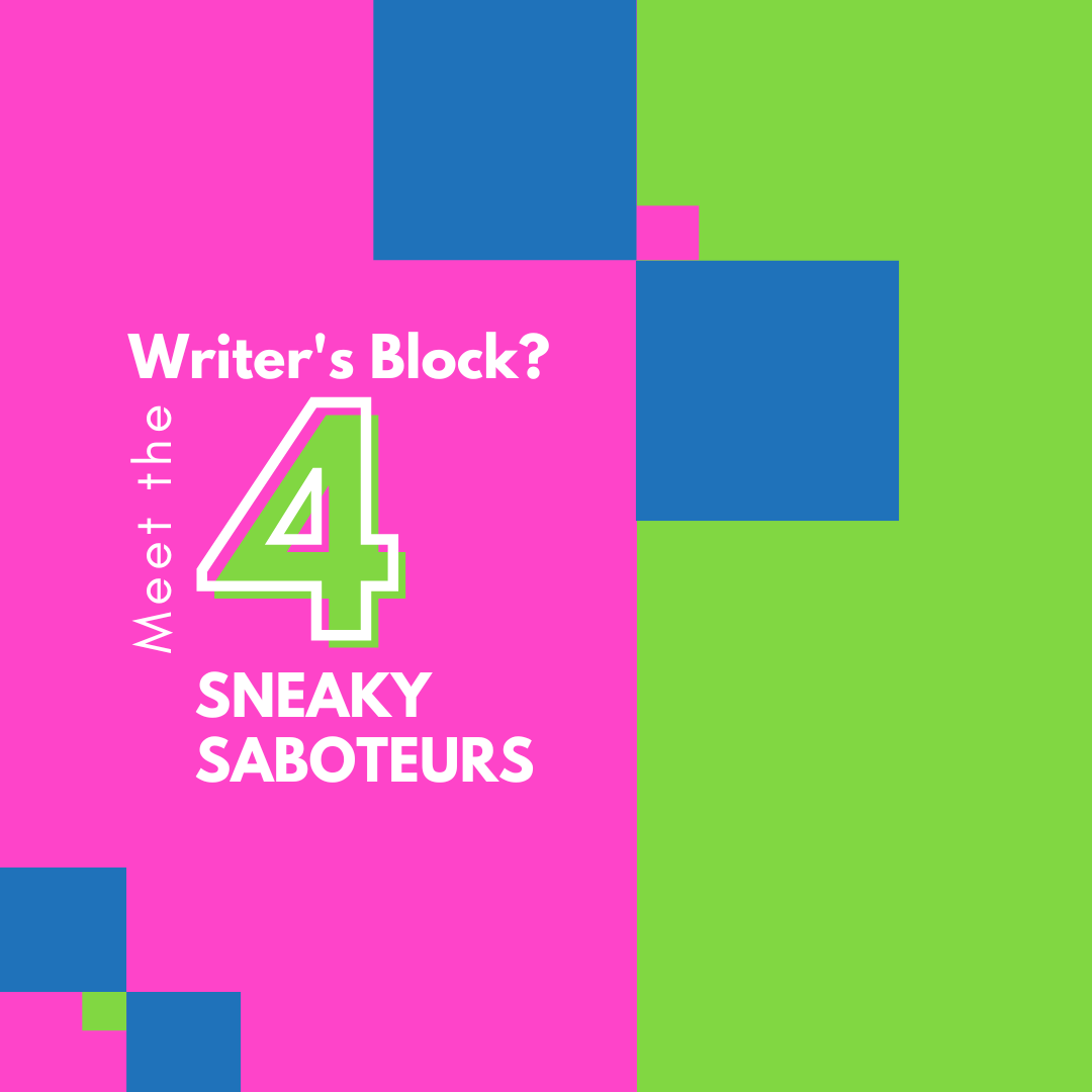 Writer's Block? Meet the 4 Sneaky Saboteurs

1. You need a bigger why.

2. You need to define your Audience Avatar clearly before starting to write.

3. Imposter syndrome.

4. You are judging your writing too critically before you've completed your draft.