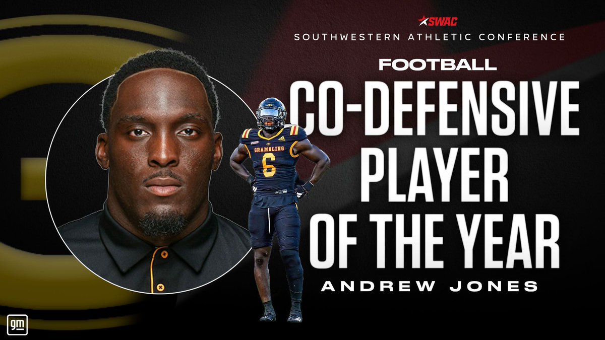 𝟐𝟎𝟐𝟒 𝐒𝐖𝐀𝐂 𝐅𝐨𝐨𝐭𝐛𝐚𝐥𝐥 𝐂𝐨-𝐃𝐞𝐟𝐞𝐧𝐬𝐢𝐯𝐞 𝐏𝐥𝐚𝐲𝐞𝐫 𝐨𝐟 𝐭𝐡𝐞 𝐘𝐞𝐚𝐫 🏈 

Congratulations to Andrew Jones on being named the 2024 SWAC Football Co-Defensive Player of the Year!

<a href="/generalmotors/">General Motors</a>

#SWACFB | #BuildingChampionsForLife