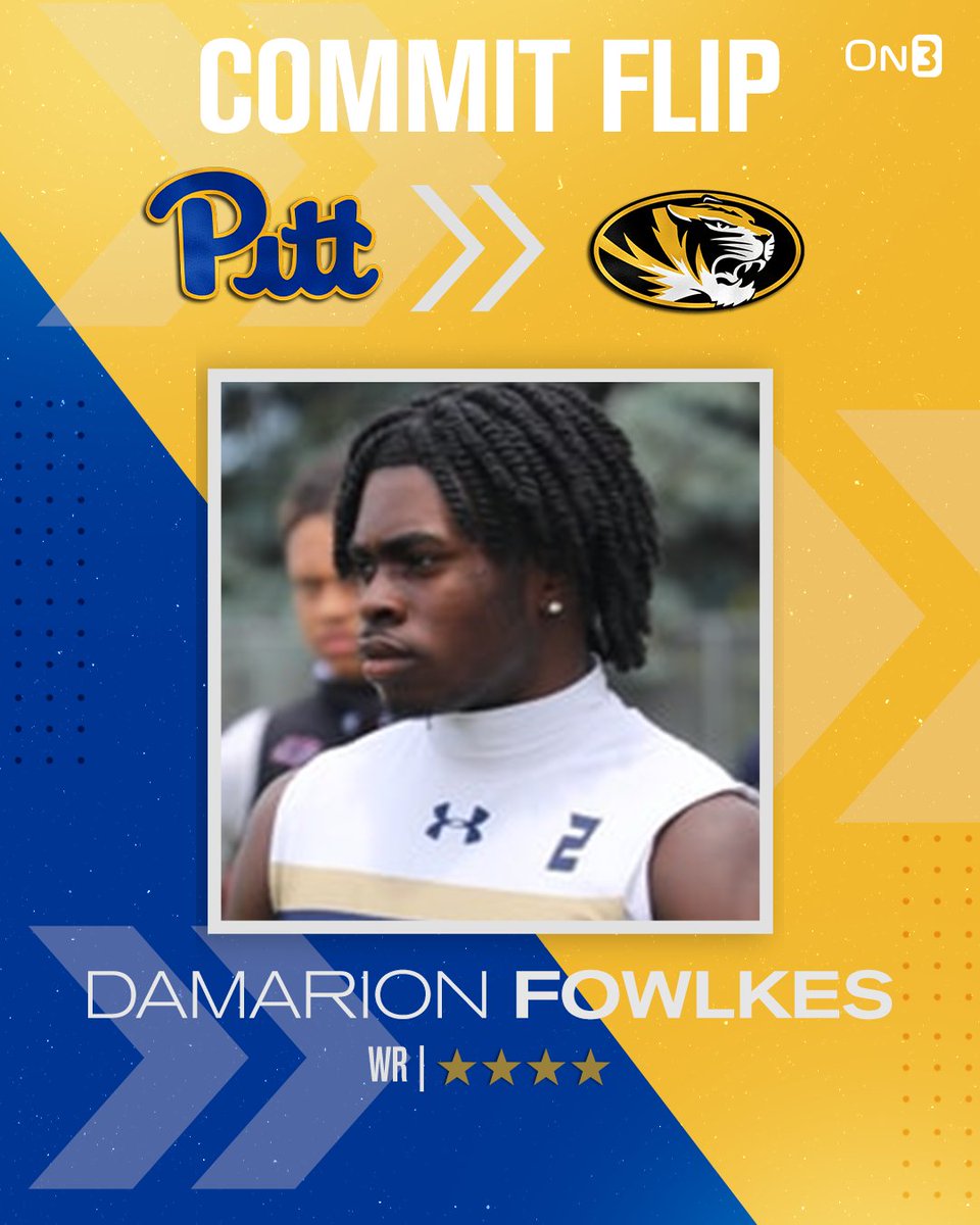 On3 Recruits (@on3recruits) on Twitter photo 🚨BREAKING🚨 4-star WR DaMarion Fowlkes has flipped his commitment from Pittsburgh to Missouri, per <a href="/Hayesfawcett3/">Hayes Fawcett</a>🐯
Read: on3.com/news/damarion-… 🚨BREAKING🚨 4-star WR DaMarion Fowlkes has flipped his commitment from Pittsburgh to Missouri, per <a href="/Hayesfawcett3/">Hayes Fawcett</a>🐯
Read: on3.com/news/damarion-…
