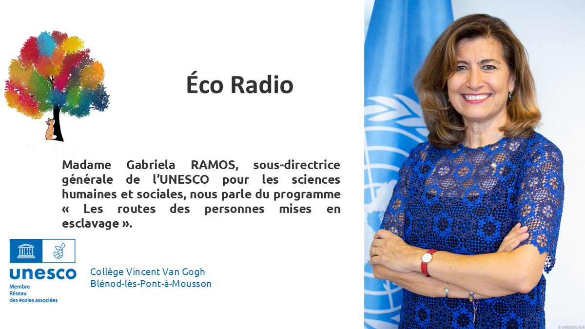 Nouveau podcast sur la webradio du collège ! 

Nos collégiens ont interviewé Madame <a href="/gabramosp/">Gabriela Ramos</a> , sous-directrice générale de l'UNESCO pour les sciences humaines et sociale.  

sites.ac-nancy-metz.fr/eco-radio/inte…

#ODD10 #Agenda2030