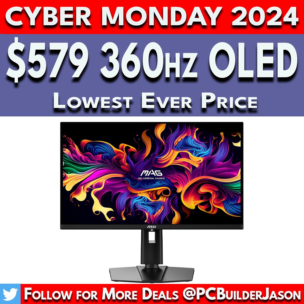 PCBuilderJason's tweet image. Deal➡️ amzn.to/3Zz2BpC
affiliate

LOWEST EVER PRICE on 3rd Gen 360hz 1440p OLED! MSI MAG 271QPX is an excellent 27" 1440p 360hz QD-OLED. Total insanity as 240hz OLEDs were $1000 early this year. At #Amazon #PCBuilder #CyberMonday2024