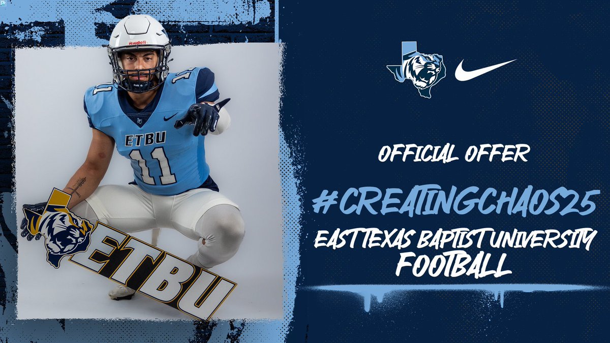 Jayden_Moore21's tweet photo. After a great conversation with coach @coachrsmith12 I am blessed to receive an offer from East Texas Baptist University @ETBU_Football @E_Edwards49 @CoachJTII @WIO_Jones @HeritageFtball #AGTG https://t.co/2q8FMu6SSz