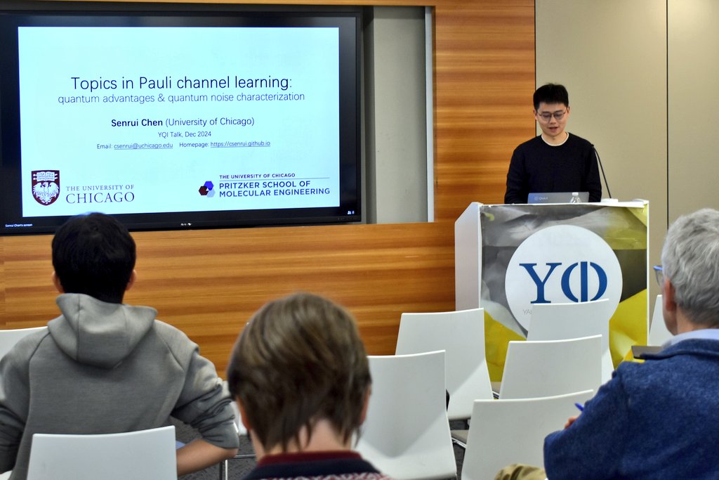 YaleQuantumInstitute (@yale_qi) on Twitter photo Today, we're welcoming <a href="/CSenrui/">Senrui Chen</a> from <a href="/UChicagoPME/">UChicago Pritzker School of Molecular Engineering</a> for a YQI talk on "Topics in Pauli channel learning: quantum advantages and quantum noise characterization".
quantuminstitute.yale.edu/event/yqi-talk… Today, we're welcoming <a href="/CSenrui/">Senrui Chen</a> from <a href="/UChicagoPME/">UChicago Pritzker School of Molecular Engineering</a> for a YQI talk on "Topics in Pauli channel learning: quantum advantages and quantum noise characterization".
quantuminstitute.yale.edu/event/yqi-talk…
