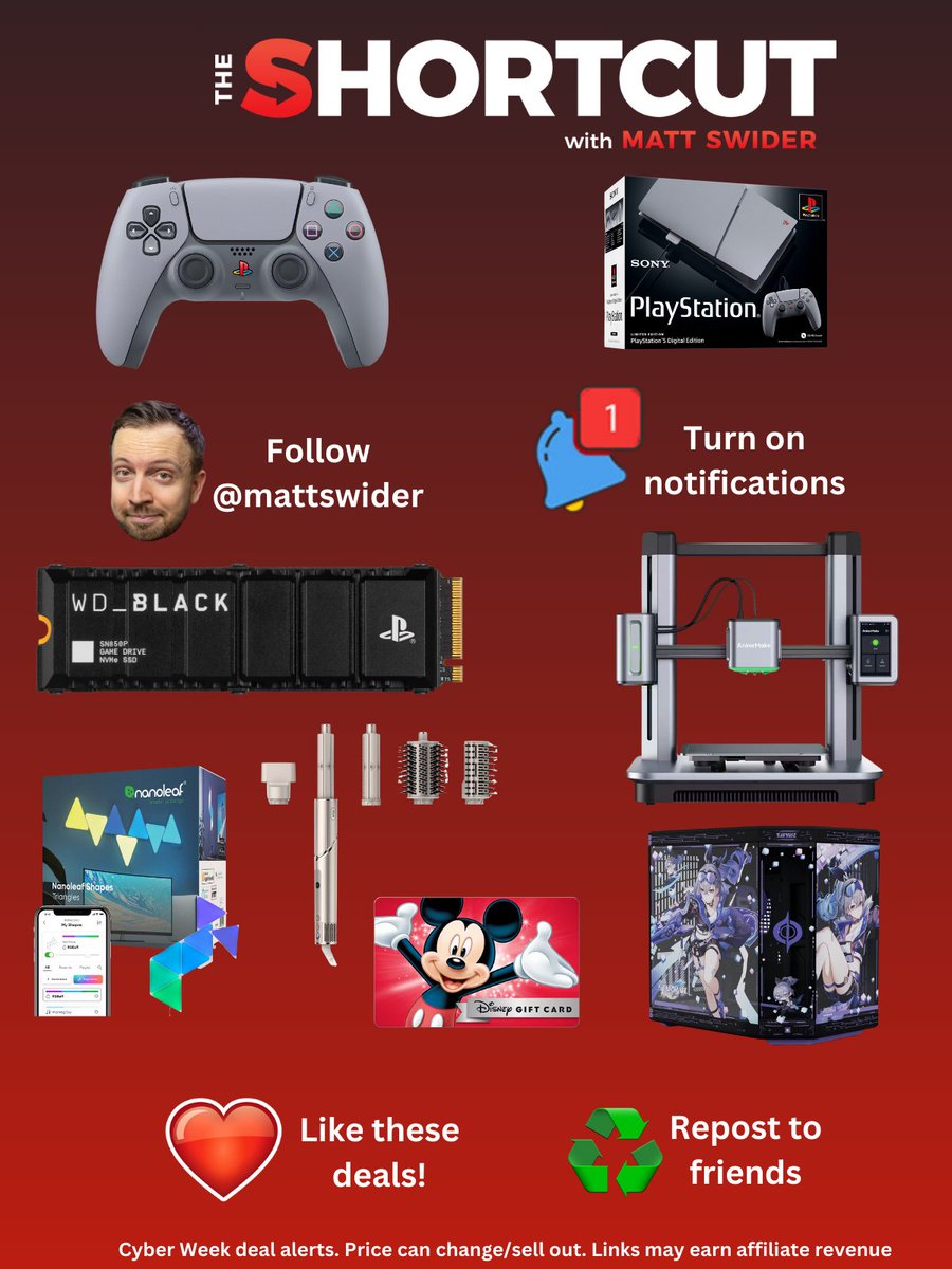mattswider's tweet image. 🚨These are the 8 Best Buy drops today, including PlayStation 30th Anniversary console &amp;amp; controllers. 🔔Turn on notifications for the Cyber Monday deals. Share with friends

🔖Direct links
🏷️Best Buy app
Console mttswdr.co/best-buy-ps5-s…
Controller mttswdr.co/best-buy-ps5-d……