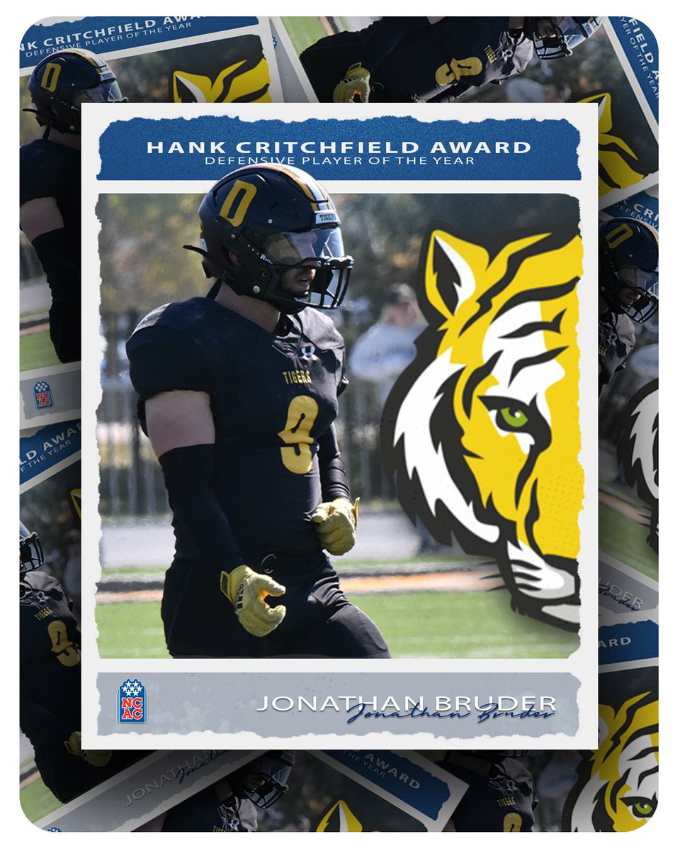 NCAC (@ncac) on Twitter photo Congratulations to Jonathan Bruder of <a href="/DePauwAthletics/">DePauw Tigers</a> for being named the NCAC’s Defensive Player of the Year after earning the Hank Critchfield Award.
#NCACPride | #ncacfb
📰 | tinyurl.com/4deb79v2 Congratulations to Jonathan Bruder of <a href="/DePauwAthletics/">DePauw Tigers</a> for being named the NCAC’s Defensive Player of the Year after earning the Hank Critchfield Award.
#NCACPride | #ncacfb
📰 | tinyurl.com/4deb79v2