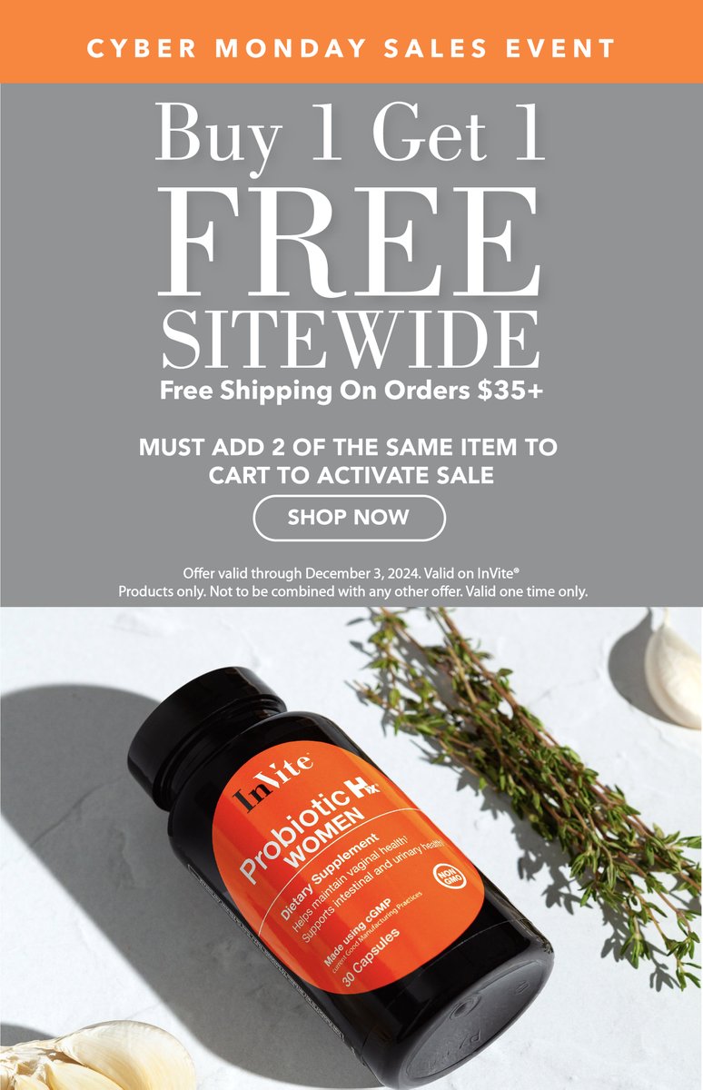 InViteHealth's tweet image. Cyber Monday BOGO SALE! Shop now at invitehealth.com #invitehealth #bogosale