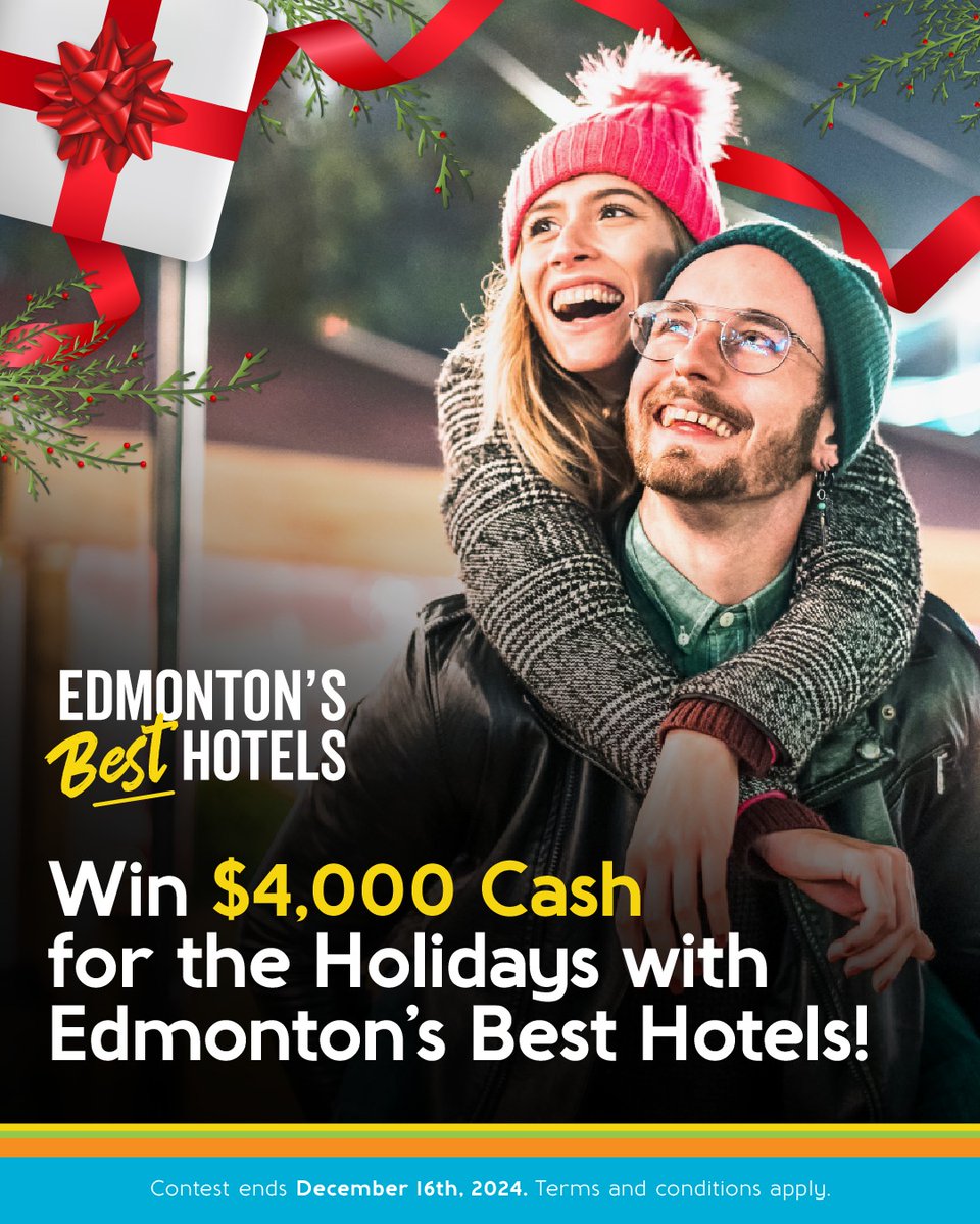 🎄✨ Win $4,000 this Christmas! ✨💵
Enter Edmonton’s Best Hotels’ contest for a chance to make your holidays magical with $4,000 in cash! 🎁
Enter by December 16, 2024: edmontonsbesthotels.com/enter-our-cont…