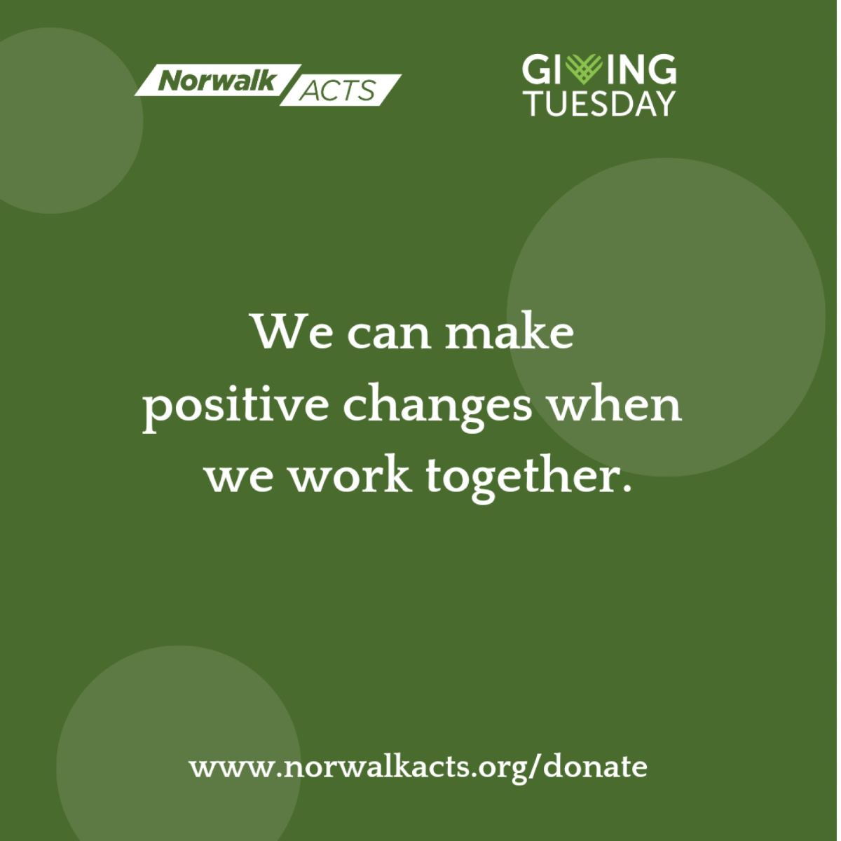 GivingTuesday is tomorrow! 

Support Norwalk ACTS as we continue to engage, connect, and facilitate system change work in Norwalk.