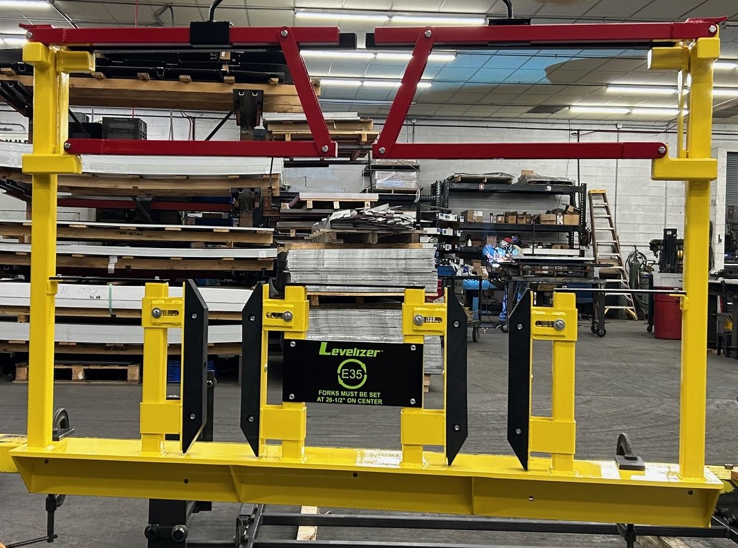 Levelizer® E35 Front Mount. Our Levelizer® E-Series Mezzanine Safety Gates can be custom mounted to satisfy every application. Here is a Front-Mount version, but we also offer Top-Mount and Mezzanine Extensions to allow for more room on the mezzanine. DMS-Site.com