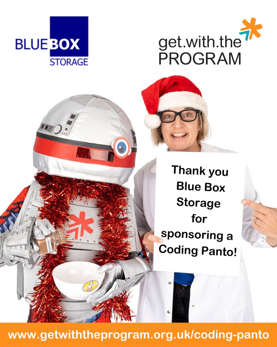 gwtp_uk's tweet image. TY @bluebox_storage Farnborough for your fabulous festive sponsorship gift!
Through your generosity, one primary school will be receiving a wonderful #CodingPanto which combines all the fun of the festive period with #coding!
#Sponsorship #ESG #Coding #CAS #Computing #KS1 #LKS2