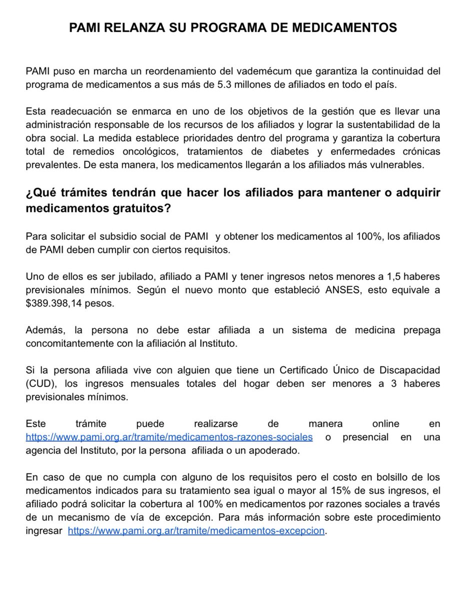 🚨 TEMA PAMI: ES FALSO QUE LE SACAN LOS MEDICAMENTOS 🚨