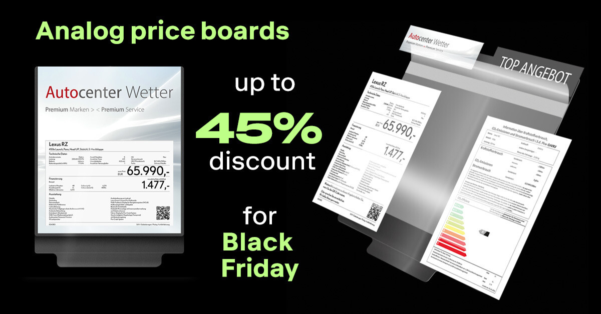 VISIONE_GmbH's tweet image. Last Chance – Black Friday Deals Extended Until Friday, December 6th! 🚗🎉
What’s still on offer?
 • 💥 Digital Board 174 Light from 89€
 • 🏷️ Analog Solutions, VISI sales &amp;amp; VISI board from 15€ 
👉 bit.ly/4i2LuUr

#BlackFridayDeals #DigitalSolutions #AnalogSolutions