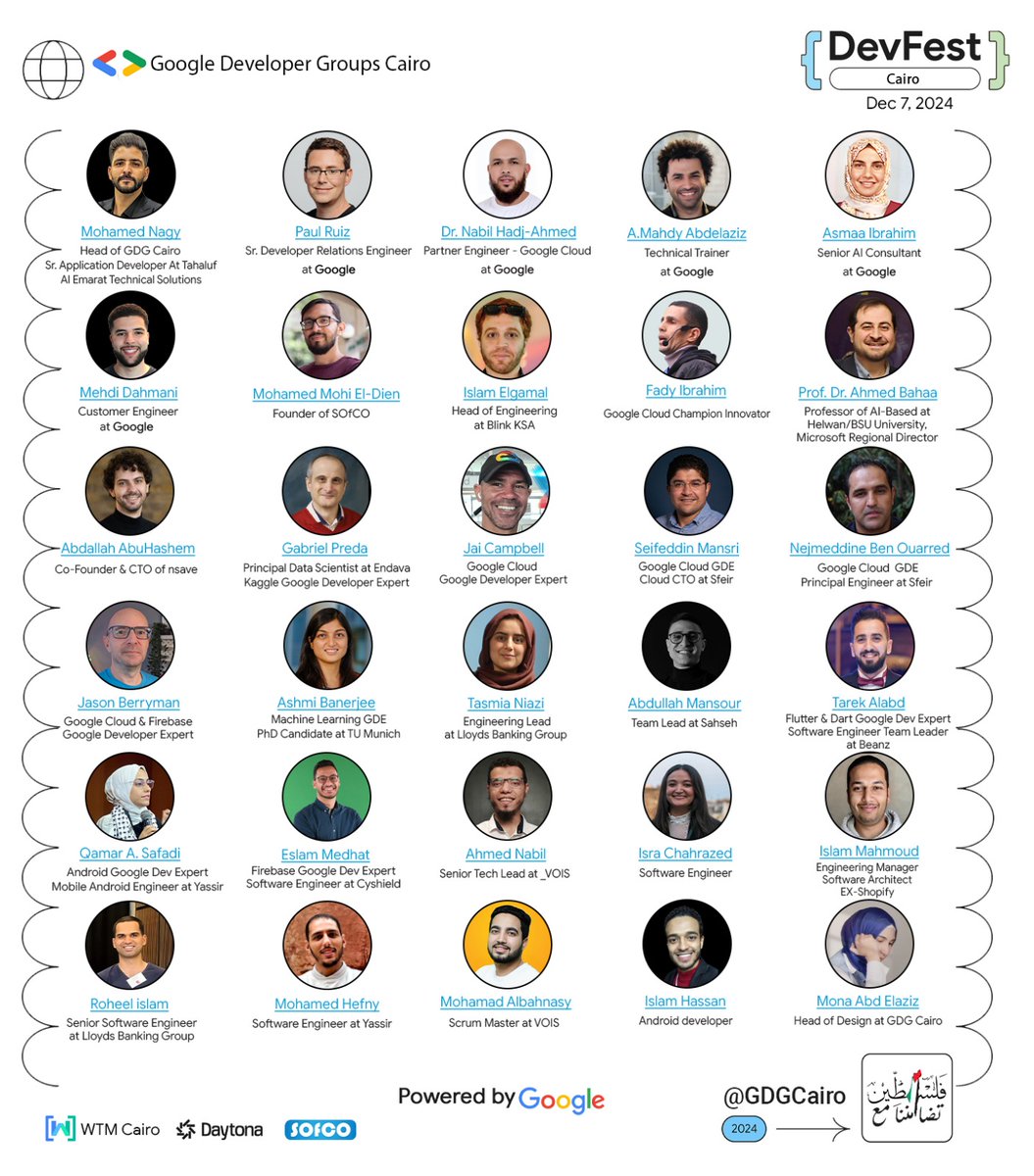 GDGCairo's tweet photo. Countdown to DevFest Cairo '24 ! ⏳
A few days left to shape the future of AI! 🚀

Join us for a day filled with inspiring tech talks, hands-on workshops, and valuable networking opportunities.🤝

Meet our incredible speakers and learn from the best! 🤩 https://t.co/ugvf1T4alt