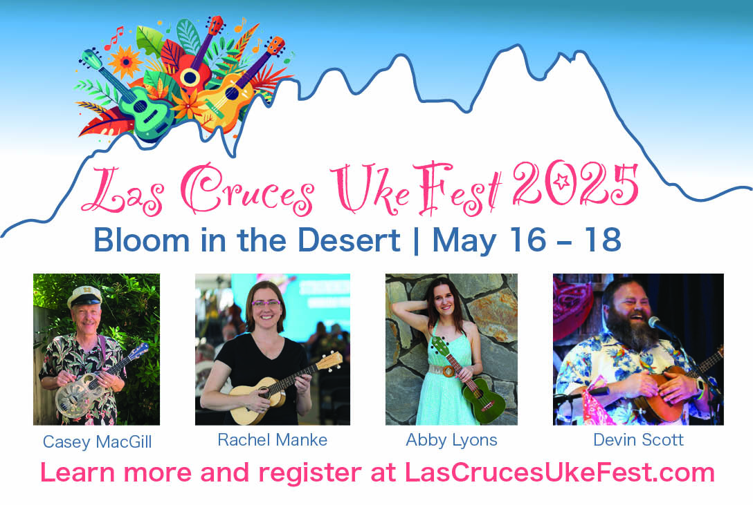 See you at the Las Cruces UkeFest in New Mexico on May 16th-18th! 🌵☀️ I will be teaching four workshops, including 3 Chord Strummers, Sing &amp; Strum, Songwriting, and Intro to Music Theory. Get your tickets here: lascrucesukefest.com/register/

Early bird rates go until March 31st!
