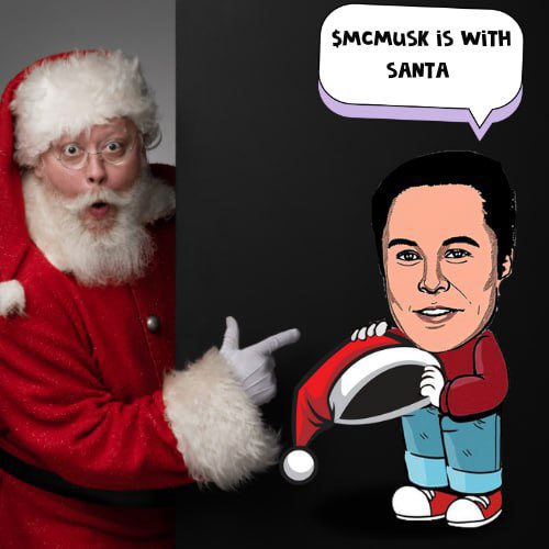 MerryChillMusk's tweet photo. $MCMUSK is with Santa 🚀🎅— because even the North Pole needs a little futuristic flair this Christmas! 

#MerryChillMusk #$MCMUSK  #HolidayHype #SOLANA #ElonMusk https://t.co/vrfC7dKeks