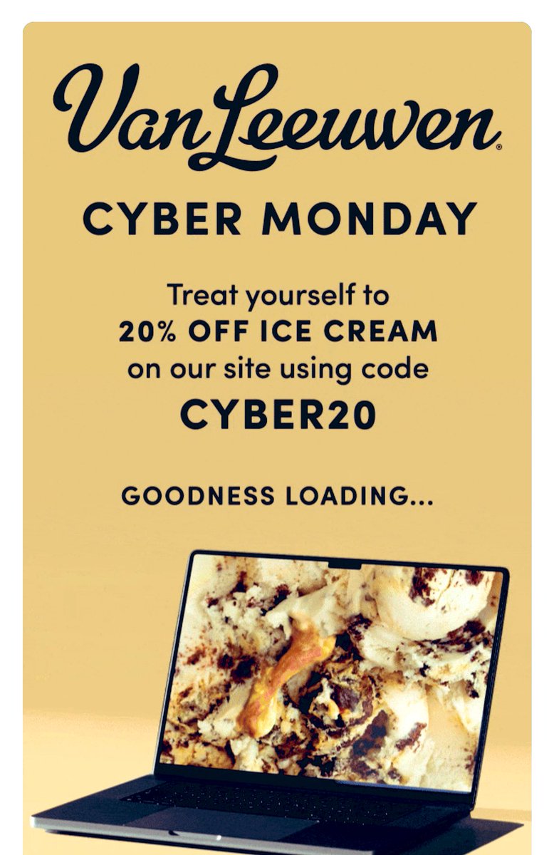 ABK95's tweet photo. How bad is the friggin economy now that ice cream stores are having Cyber Monday deals 🤣 https://t.co/cltFs46JaJ