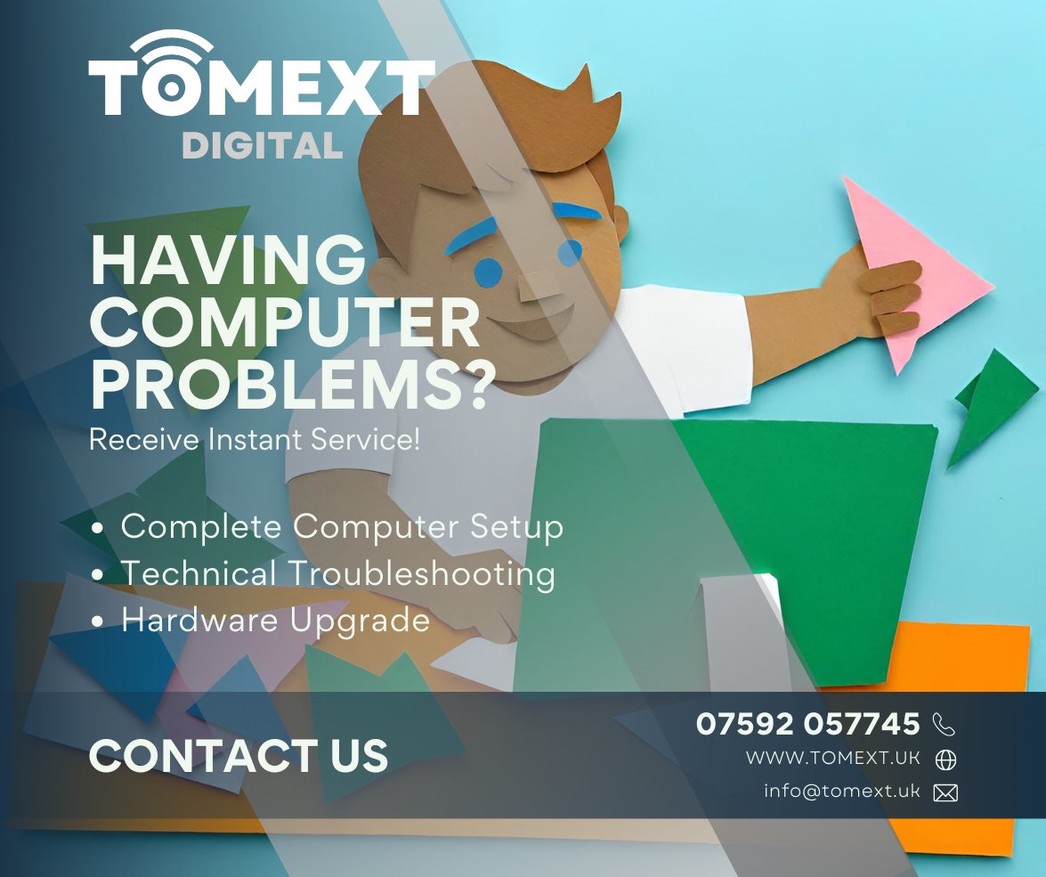 TomextDigital's tweet image. Tech setup or troubleshooting? TOMEXT offers instant, expert assistance for all your computer needs. 💻🔧 #TechCare #FastHelp