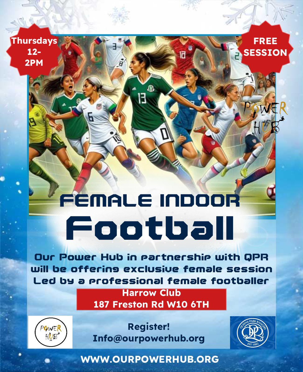 ⚽ Free Female Football Sessions! ⚽

Join us every Thursday! Ssession led by a professional female footballer! Whether you’re a beginner or a seasoned player, this is your chance to sharpen your skills, stay active, &amp; connect with other women in a supportive and fun environment
