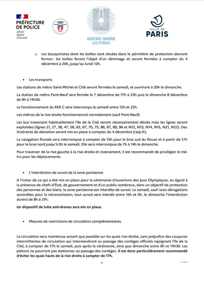 prefpolice's tweet photo. #NotreDame | Dans le cadre des cérémonies de réouverture de Notre-Dame de Paris, les 7 et 8 décembre, un dispositif de sécurisation est mis en place.

Consultez notre communiqué de presse ⤵️ https://t.co/G8m4QY2y6E