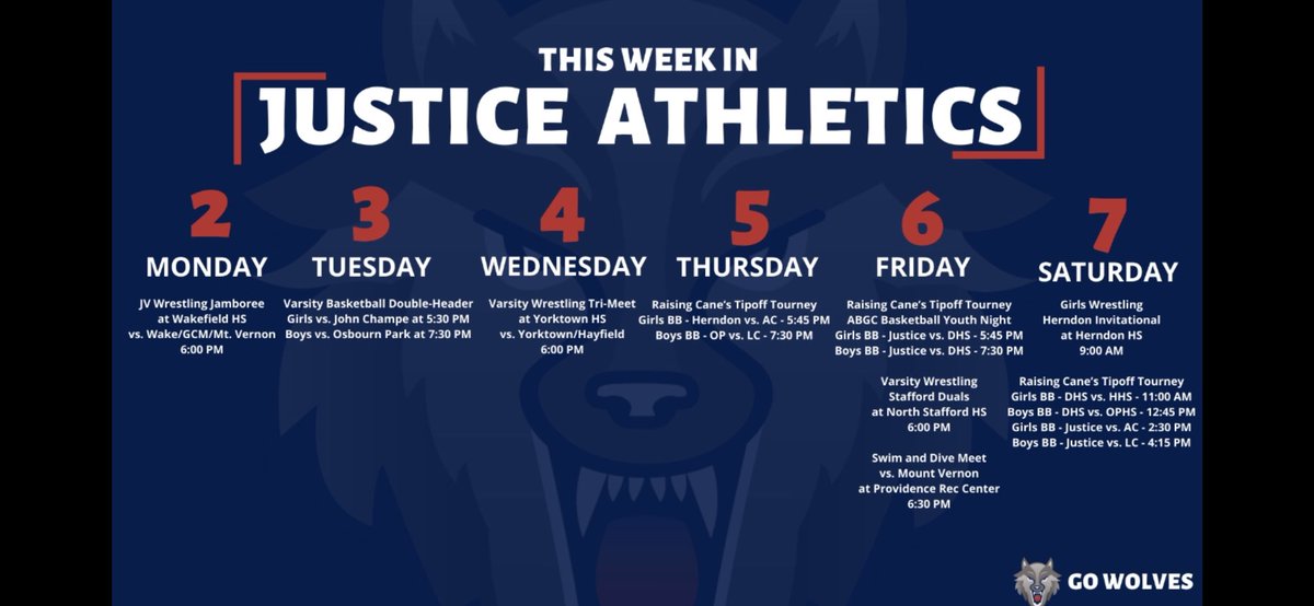This Week in Justice Athletics: 12/2-12/7.