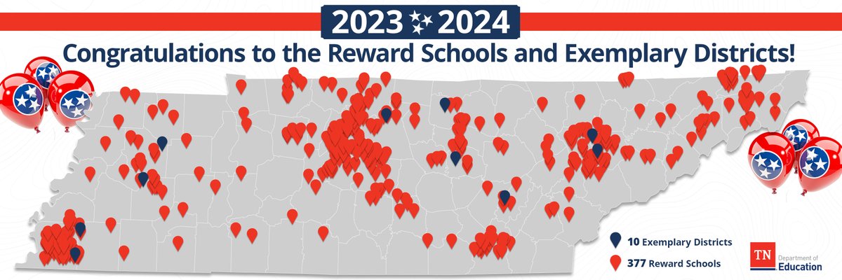 Do you spy your school or district? Last week, we announced the Exemplary Districts and Reward Schools for the 2023-24 school year. We're so proud of our great state of Tennessee! View the full list here: tn.gov/education/news…