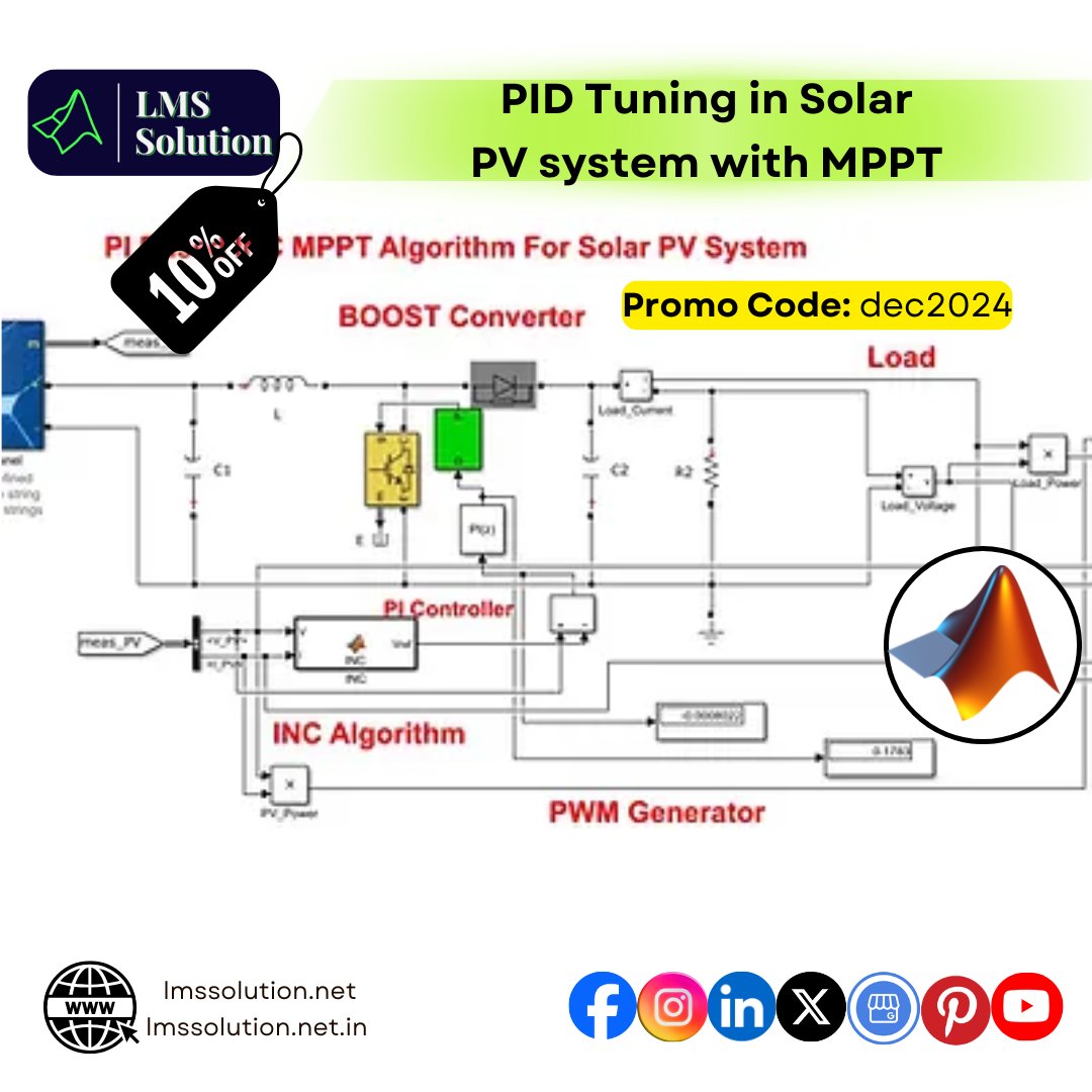 Lms_Solution's tweet image. PID Tuning in Solar PV system with MPPT in MATLAB
For Indian Customer: itpes.net/product-page/i…
For International Customers other than India lmssolution.net/product-page/i…
youtu.be/71UTsWDE_KE
#PIDTuning #SolarPVSystem #MPPTAlgorithm #MATLABSimulation #RenewableEnergy