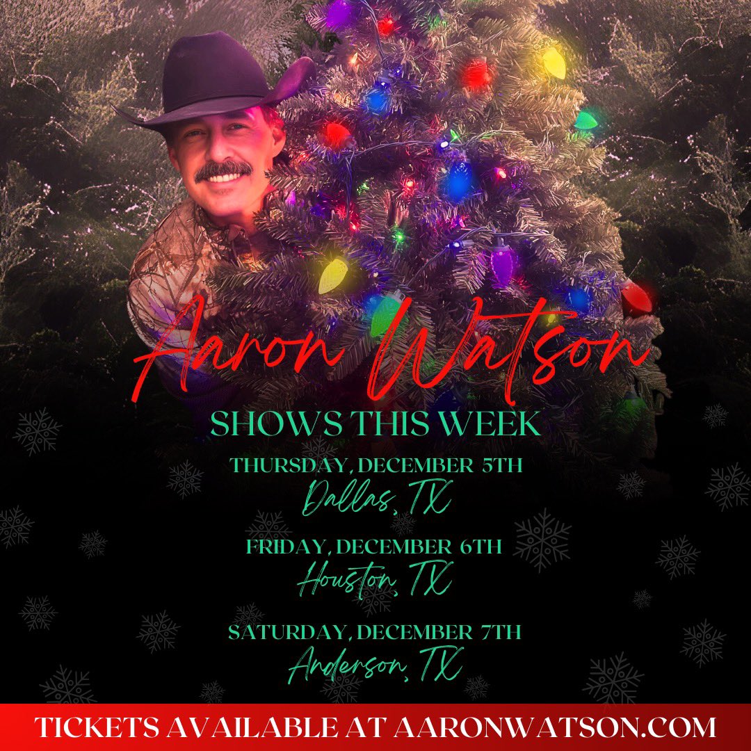 aaron_watson's tweet image. Who&apos;s coming to celebrate Christmas with us this week?! 

Get your tickets in the link in our bio!

#countrymusic #aaronwatson