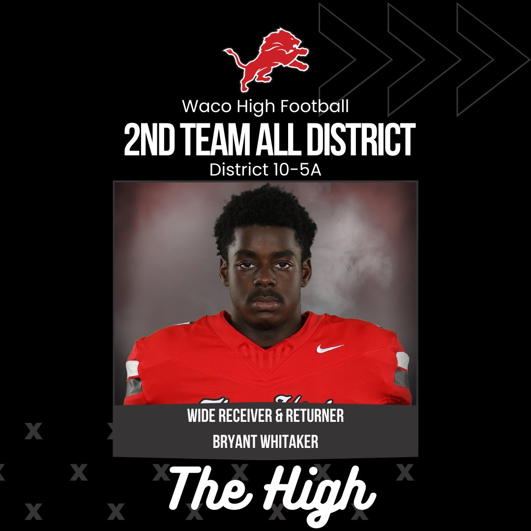 Congratulations to BJ Whitaker for being named 2nd Team All District Wide Receiver and Returner for District 10-5A Div. 2.
#LionPrideRunsDeep