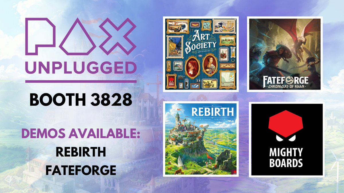 mighty_boards's tweet photo. We'll be in Philadelphia this week! Who's coming to say at PAX Unplugged at booth 3828? 🥰
https://t.co/FKJ9nVG1Zj
#mightyboards #paxunplugged #rebirth #fateforge #artsociety https://t.co/3hAHRBb6ZB