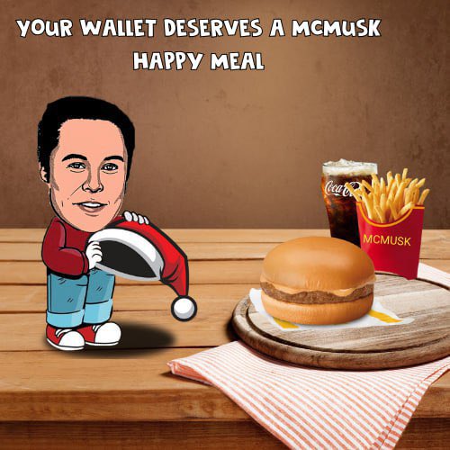 MerryChillMusk's tweet photo. Your wallet deserves a $MCMUSK Happy Meal 🍔💸— packed with gains, sauce, and a side of moon-bound gains! 

#$MCMUSK #GainsOnGains #SOLANA https://t.co/PWstRVkcii