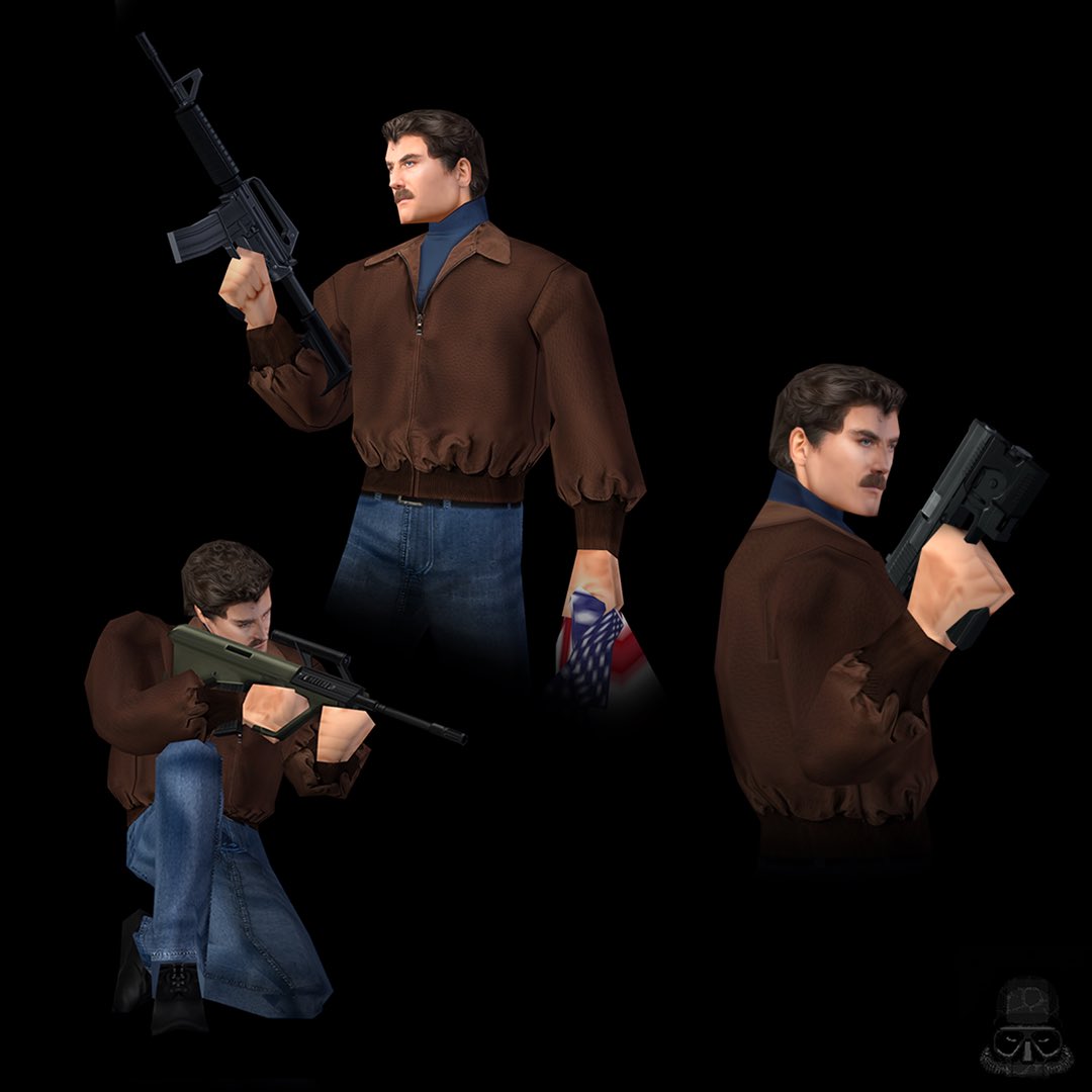 FrogmanDev's tweet image. Rex Cutter looking crisp 

(too crisp in fact, his texres will be halved in game)

#indiedev