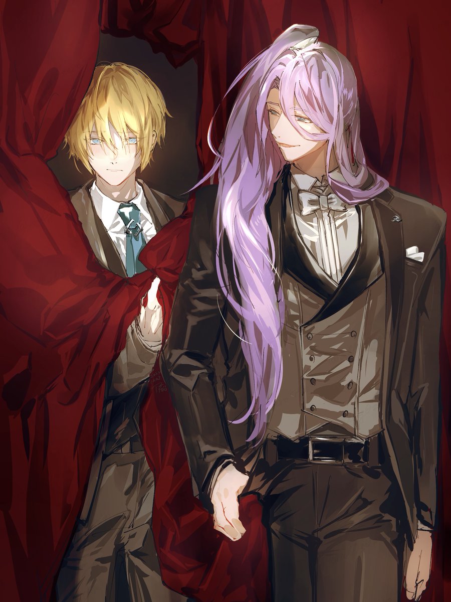 ally0zero's tweet image. 「ほら、あるじが待ってるよ」

正装をお披露目してくれる山姥切国広と蜂須賀虎徹