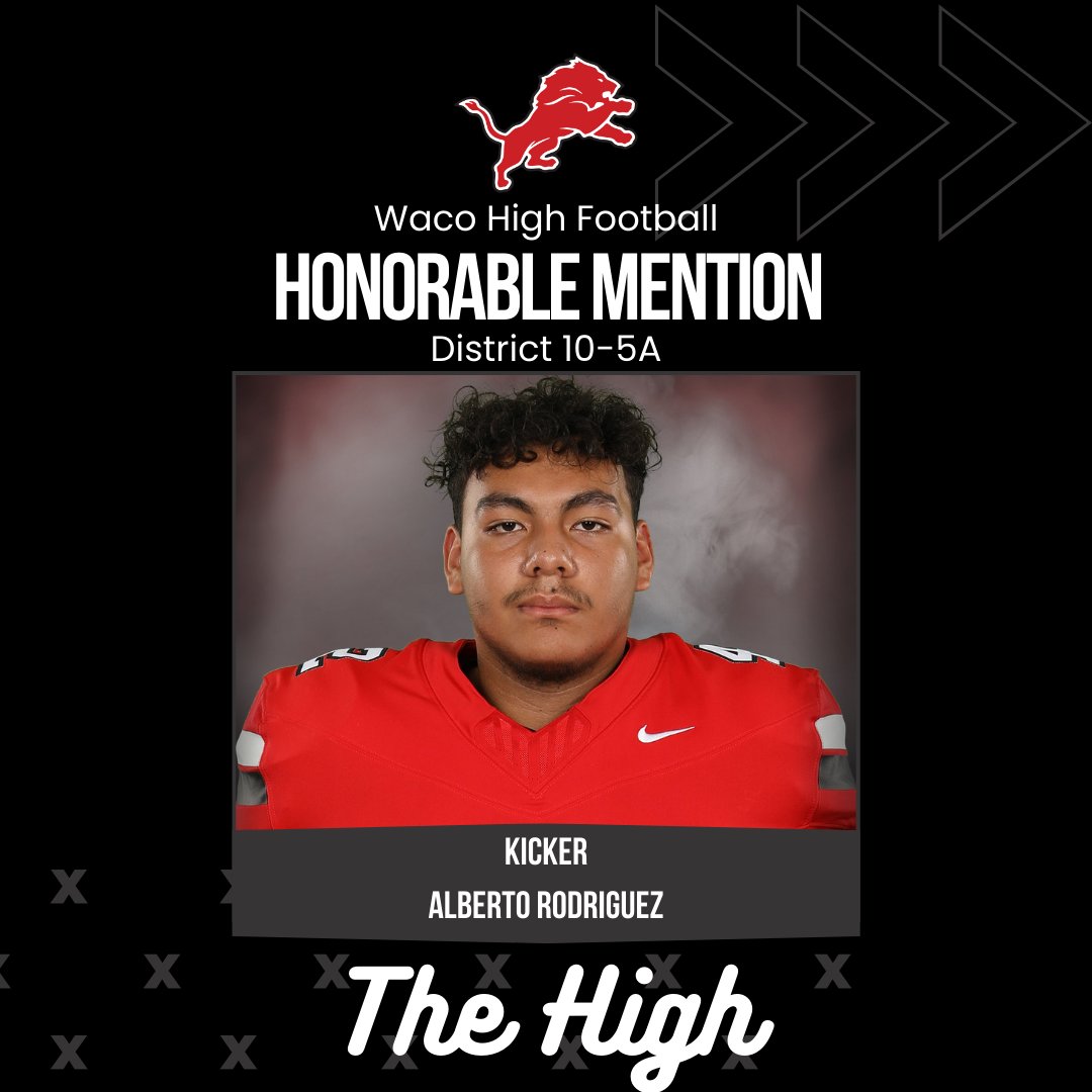 Congratulations to Alberto Rodriguez for being named Honorable Mention All District Kicker for District 10-5A Div. 2.
#LionPrideRunsDeep
