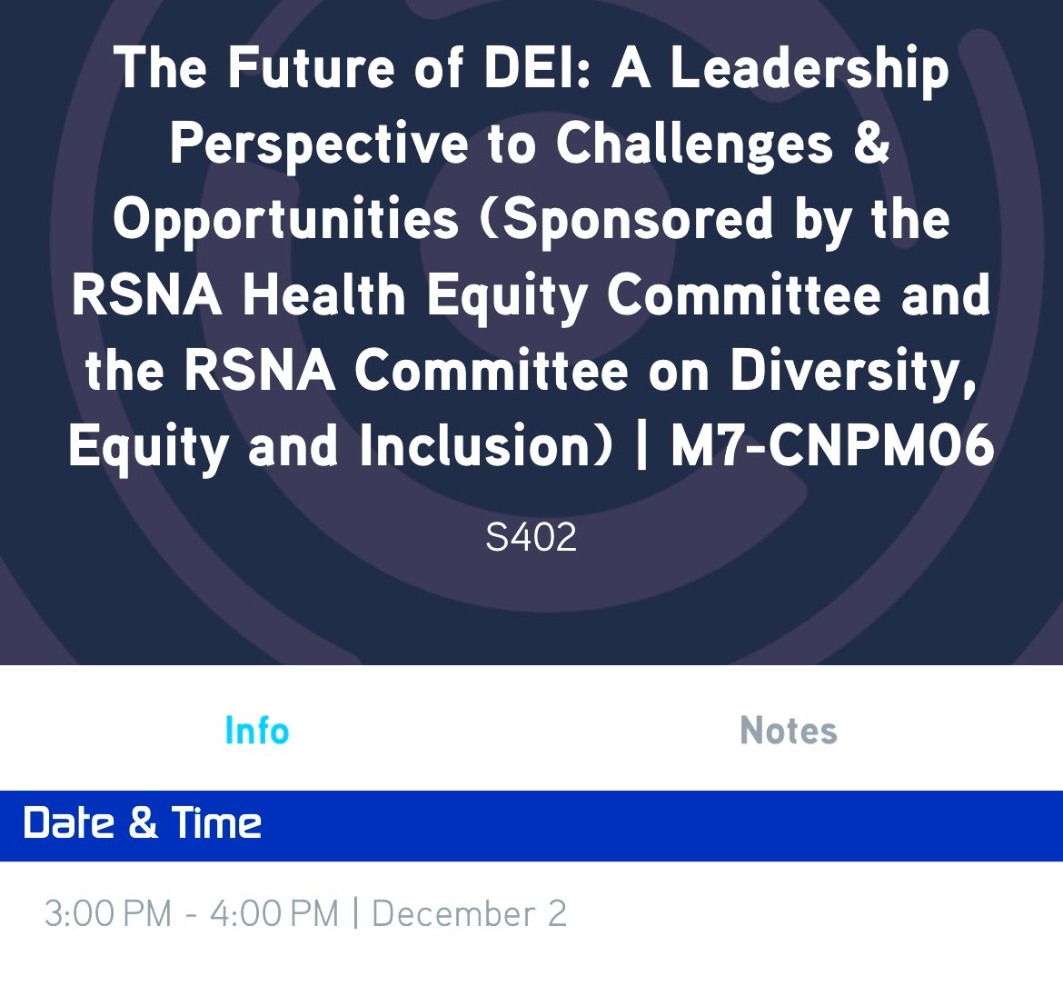 EJFloresMD's tweet photo. Looking forward to joining this session on the “Future of DEI: Challenges &amp; Opportunities” co-sponsored by @RSNA #HealthEquity &amp; #Diversity&amp;Inclusion committee. Join @ruthcarlosmd @MaureenKohi &amp; Mathew Bucknor @UCSFHospitals virtually or in-person today at 3pm CST. #RSNA24 https://t.co/aIeLUJrQ1y