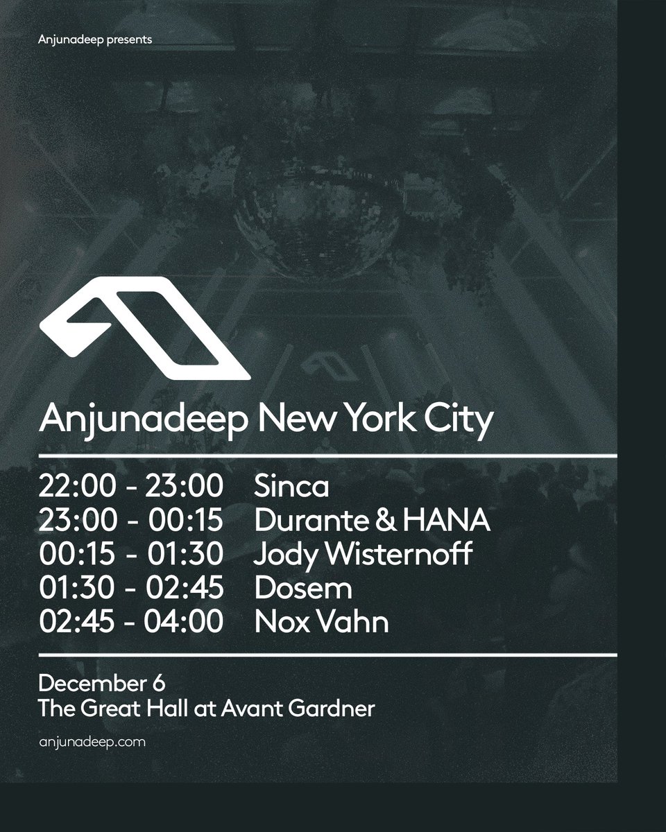 Friday night in New York is shaping up to be a good one 🗽👀
See you on the dancefloor. Final tickets are on sale now ➜ anjunadeep.co/nyc.otw