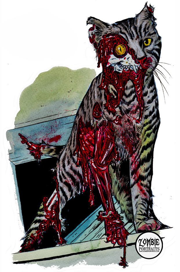 ZombiePortraits's tweet photo. A coterie of Zombie Cats! :) HAPPY MONDAY!!! #zombie #zombies #cat #cats #zombiecat #catzombie #zombiedrawing #zombieguy #zombieartist #zombieart #zombiedrawings #traditionalart #painting #penandink #horror #monday https://t.co/blzgak4Zk2