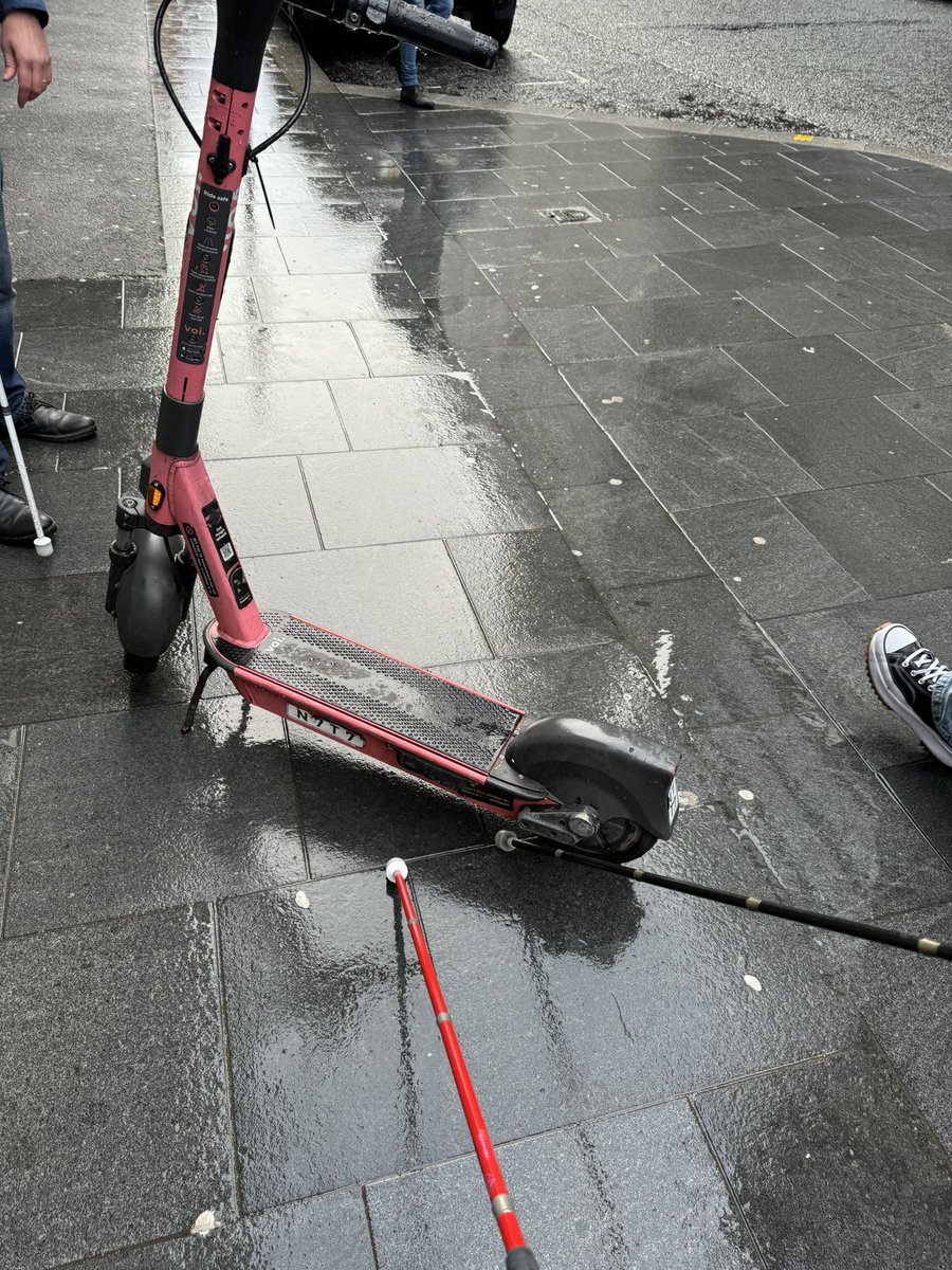 barton_kell's tweet photo. I was with my friend in #Liverpool today (we are both #blind) and walked straight into this e-scooter which was right in the middle of a narrow pavement.

There are already so many obstacles to navigate when you can’t see! 

Please do better e-scooter company and scooter riders. https://t.co/d2hORELErf