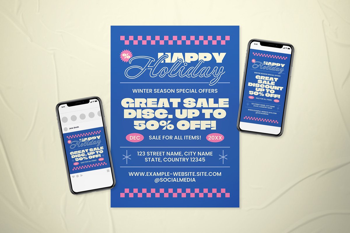 Check out 'Winter Season Holiday Sale Flyer Set' -> crmrkt.com/6Oa3GD at <a href="/CreativeMarket/">Creative Market</a> #wintersale #winter #sale #garagesale #yardsale #fleamarket #event #flyer #poster #instagram #instagramstory #retro #midcentury #typography #discount #event #psd #christmas #xmas #eve