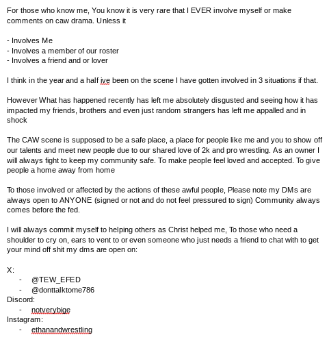 Please Read for those who need it

#CAW #Efed #WWE2k24