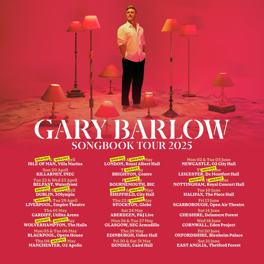 Wow, you guys are incredible! Many of the upcoming shows are now sold out 🙌🏻 Thank you so much to everyone who’s already got their tickets! For anyone still thinking about coming along, don’t wait too long. The remaining dates are selling fast 🎟️tix.to/GaryBarlow
