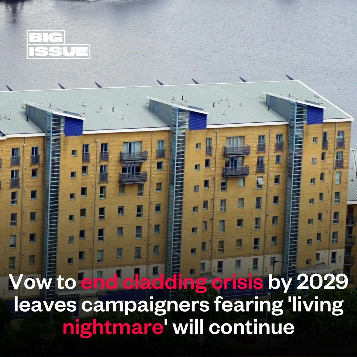 The government aims to fix dangerous cladding on high-rise buildings by 2029 – 12 years after the Grenfell tragedy.

The targets are “extremely disappointing” <a href="/EOCS_Official/">End Our Cladding Scandal</a> told the Big Issue  ⤵️

bigissue.com/news/housing/l…