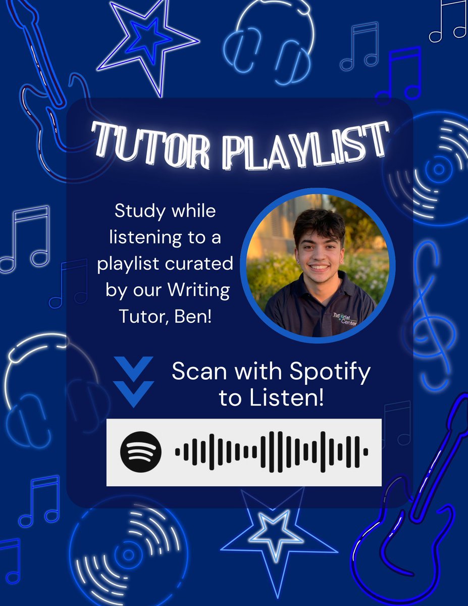 Clovis_TC's tweet image. Tutor Playlist! Scan the Spotify Code to check out &quot;Ben&apos;s Study Playlist&quot;
#cloviscommunity #clovistutorialcenter #tutor #Humanities #Writing @cloviscollege #playlists #music