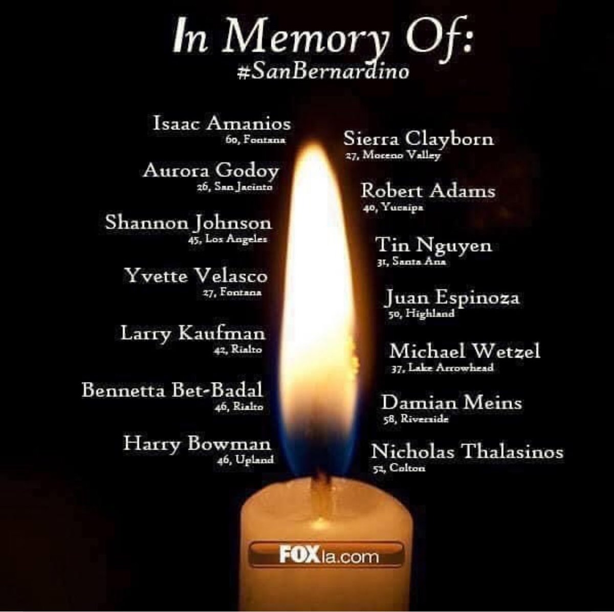 Today, we remember the 9th anniversary of the 2015 terrorist attack in San Bernardino. We honor the 14 lives lost, the survivors, and the brave first responders who stood strong on that tragic day. We will never forget. #NeverForget #SanBernardino #InRemembrance