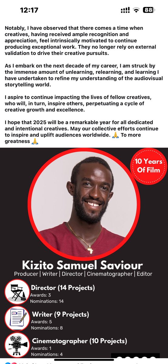samuelsaviourk's tweet image. Reflecting on the first #decade of my #filmmaking career. To more greatness 🙏 #Producer #Writer #Director #Cinematographer #Editor #Storyteller