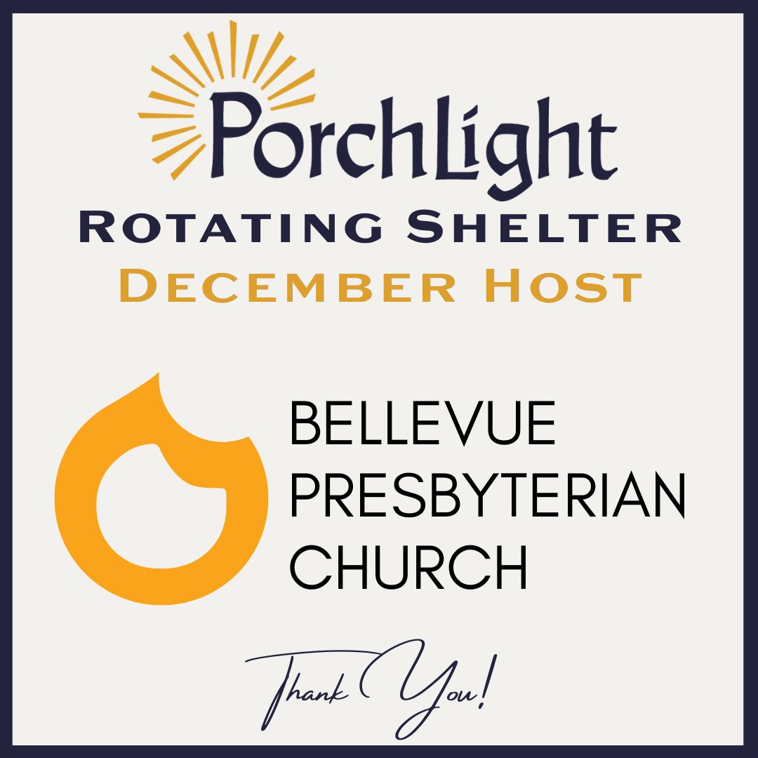Porchlight (@porchlightcares) on Twitter photo Our Rotating Shelter has moved to Bellevue Presbyterian Church for December! Thanks to their partnership, we’re able to provide warmth and shelter for those experiencing homelessness during this critical season. #CommunitySupport #HomelessShelter #Bellevue Our Rotating Shelter has moved to Bellevue Presbyterian Church for December! Thanks to their partnership, we’re able to provide warmth and shelter for those experiencing homelessness during this critical season. #CommunitySupport #HomelessShelter #Bellevue