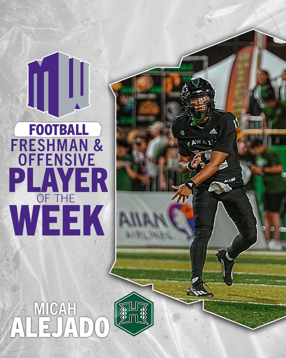Mountain West (@mountainwest) on Twitter photo π
π«ππ¬π‘π¦ππ§ πππ πππππ§π¬π’π―π ππ₯ππ²ππ« π¨π ππ‘π ππππ€ β‘οΈ ππ’πππ‘ ππ₯ππ£πππ¨
Alejado made his first career start in Hawaiβiβs 38-30 season-ending win over New Mexico, completing 37-of-57 passes for 469 yards and five touchdowns and rushing for 54 π
π«ππ¬π‘π¦ππ§ πππ πππππ§π¬π’π―π ππ₯ππ²ππ« π¨π ππ‘π ππππ€ β‘οΈ ππ’πππ‘ ππ₯ππ£πππ¨
Alejado made his first career start in Hawaiβiβs 38-30 season-ending win over New Mexico, completing 37-of-57 passes for 469 yards and five touchdowns and rushing for 54