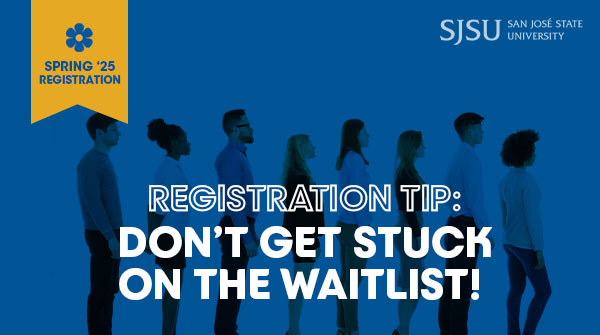 👉Waitlisted for a class? Check out common reasons why students don’t automatically get enrolled and ways to avoid them!

Check out ow.ly/7zOU50Uh8WA to review common reasons and avoid getting stuck on the waitlist!

#SJSU #SJSUSpartan #Spring25Registration #AllSpartans