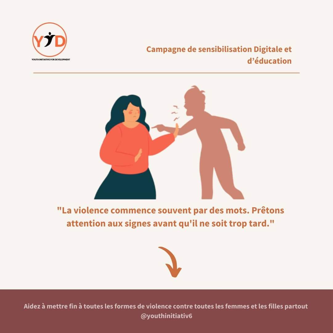 YouthInitiativ6's tweet photo. La violence commence souvent par des mots. Prêtons attention aux signes avant qu'il ne soit trop tard.

👉👉Partagez et suivez-nous pour dire NON AUX VIOLENCES FAITES AUX FEMMES

#YouID #nonviolence #YID #violencesauxfemmes https://t.co/p9cvXuIQ0Q