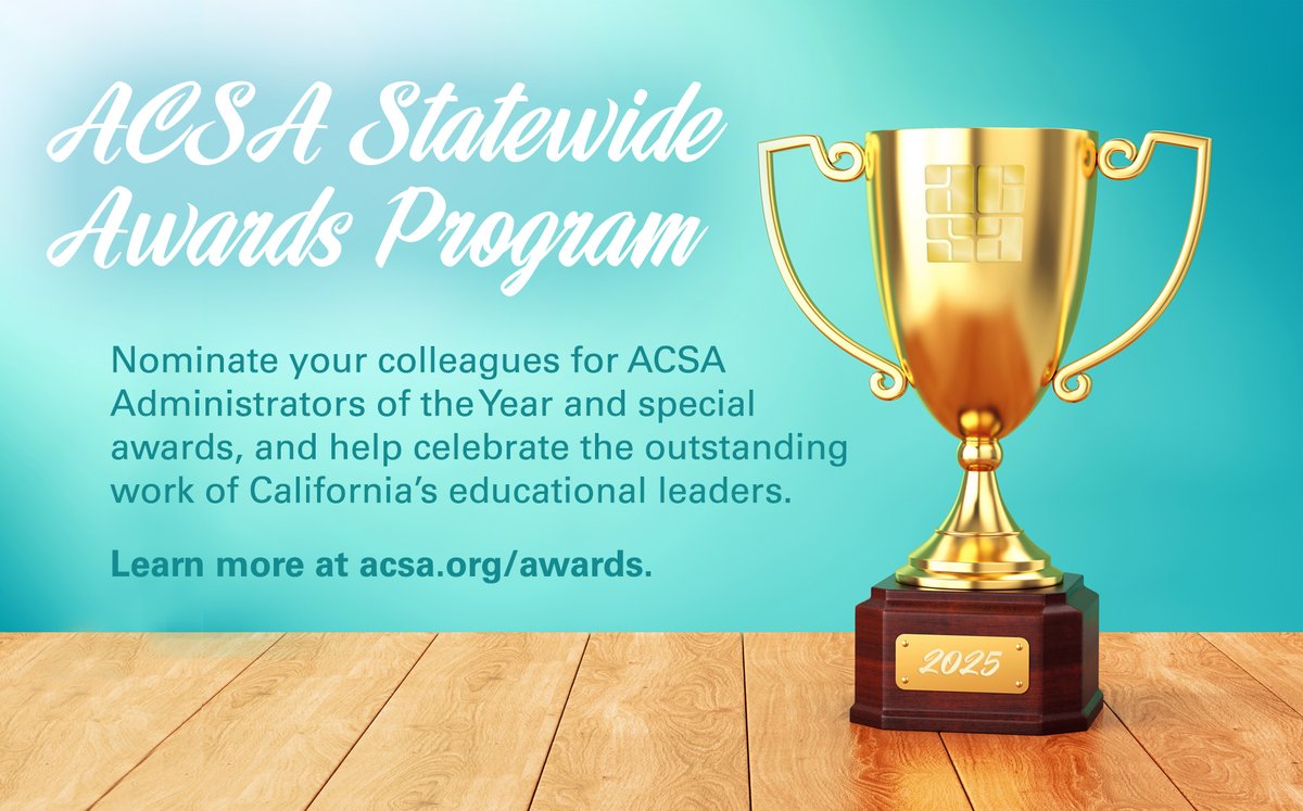 It's December — have you started your ACSA Awards nomination yet? The deadline is coming fast, so start your nomination today: acsa.org/awards.