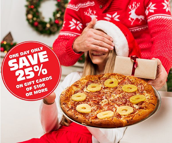 CYBER MONDAY DEAL! 🤖🚨 

Take 25% OFF all gift cards totaling over $100! Mix and match amounts to stack up to $100 for your Cyber Monday discount! ONLY AT SCHMIZZA.com!